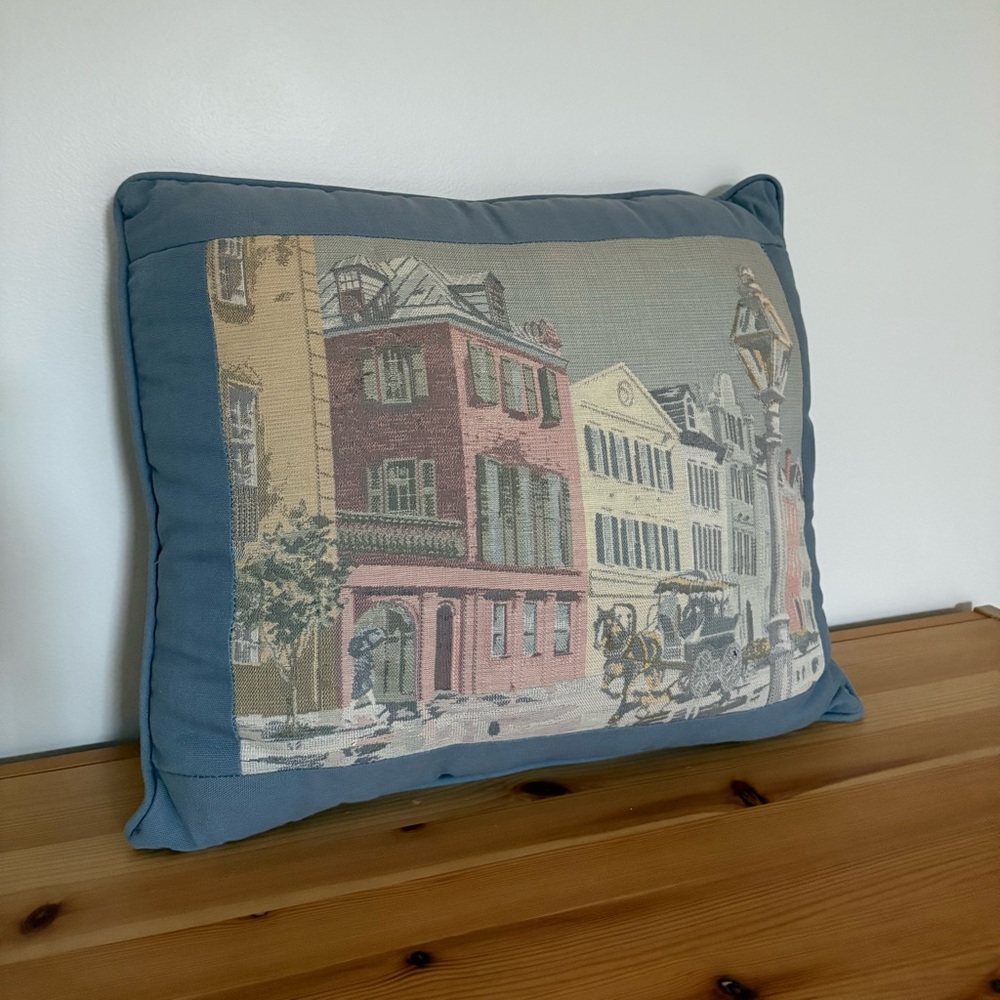 Vintage Riverdale Embroidered Throw Pillow - Rainbow Row Charleston